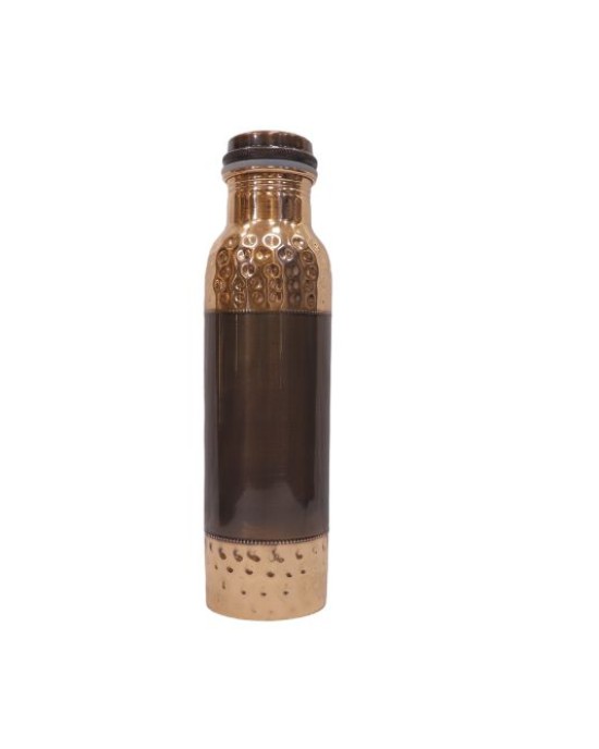 Pure copper hammered water bottle with middle silk finish (1L)