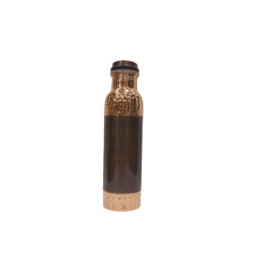 Pure copper hammered water bottle with middle silk finish (1L)