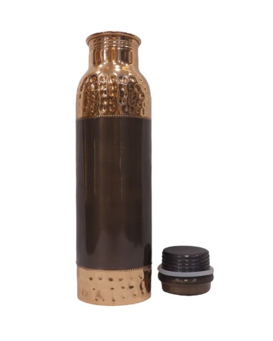 Pure copper hammered water bottle with middle silk finish (1L)