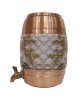 Pure copper matka with meena work on middle and top water dispenser with lid and tap (12L)