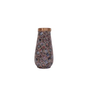 Pure copper meena work bed side bottle with inbuilt glass (1.25L)