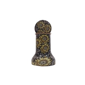 Pure copper meena work bed side bottle with inbuilt glass (1L)