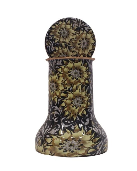 Pure copper meena work bed side bottle with inbuilt glass (1L)