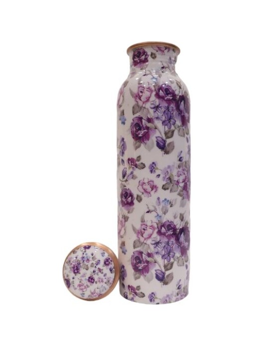 Pure copper meena work bottle with Jasmine print (1L)