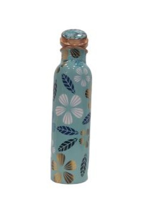 Pure Copper Meena work watter bottle with flora finish 1L 