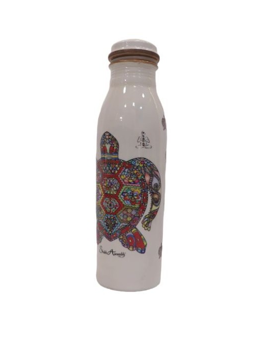 Pure copper meena work water bottle with lucky turtle edition (1L)