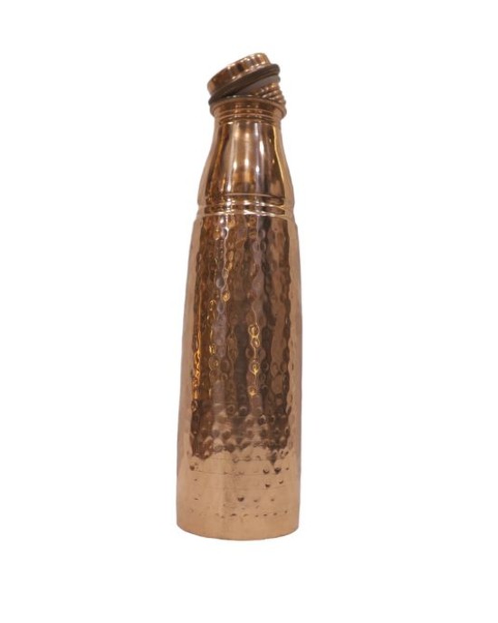 Pure copper narrow vessel with hammerd finish bottle (1L)