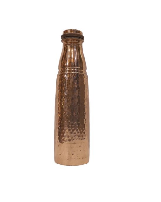Pure copper narrow vessel with hammerd finish bottle (1L)