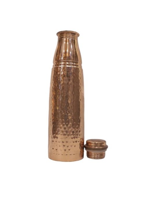 Pure copper narrow vessel with hammerd finish bottle (1L)