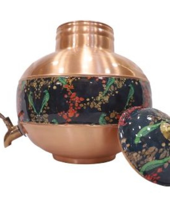 Pure Copper Pot with Meena Work and 12L Water Dispenser