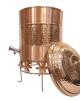 Pure copper water container hammerd work in middle with tap and stand 12 L