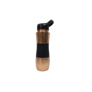 Pure Copper Water Hammered Shape Sipper with Middle Silk Finish