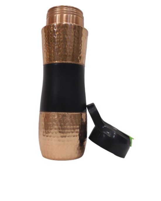 Pure Copper Water Hammered Shape Sipper with Middle Silk Finish