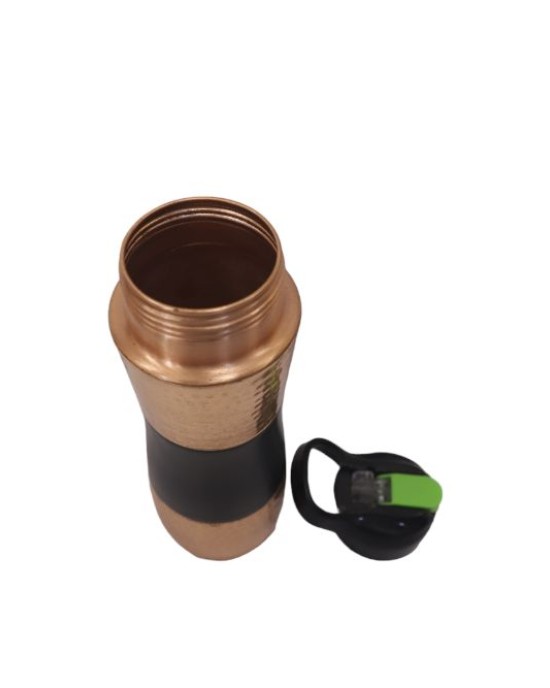 Pure Copper Water Hammered Shape Sipper with Middle Silk Finish
