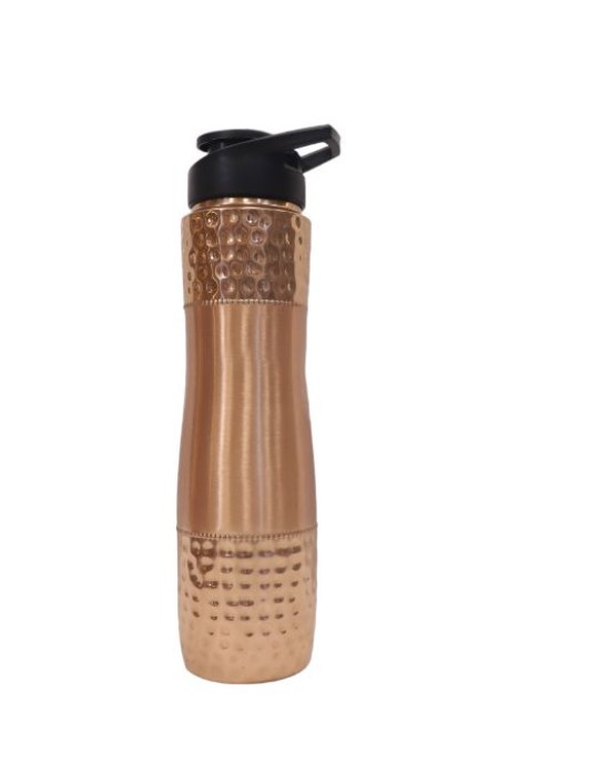 Pure Copper Water Sipper with Top and Bottom Hammered Finish