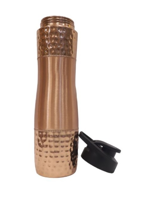 Pure Copper Water Sipper with Top and Bottom Hammered Finish