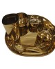 Pure brass heavy shining 6 piece plate set , 1glass , 1 halva plate, 2 sabji katori , 1 spoon 1 plate (SET OF 1)