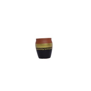 Re-useable printed clay kullhad tea cups set of 6 ( Black &  Gold ,multi purpose) 