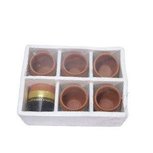 Re-useable printed clay kullhad tea cups set of 6 ( Black &  Gold ,multi purpose) 