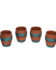 Re-useable printed clay kullhad tea cups set of 6 ( Red & Blue ,multi Purpose)