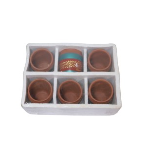 Re-useable printed clay kullhad tea cups set of 6 ( Red & Blue ,multi Purpose)
