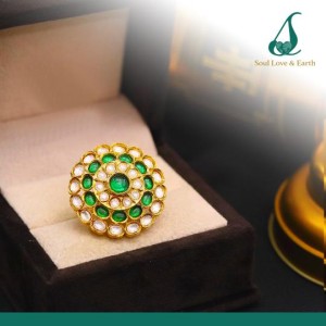 Kundan Emerald and Zircon in High Quality Brass & Copper