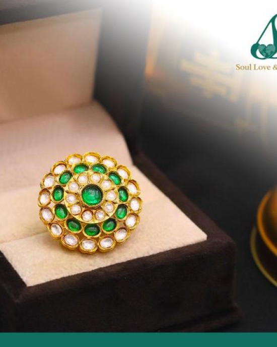 Kundan Emerald and Zircon in High Quality Brass & Copper