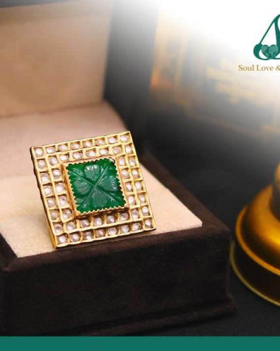 Coloured stone and Kundan work in High Quality Brass & Copper - Ring