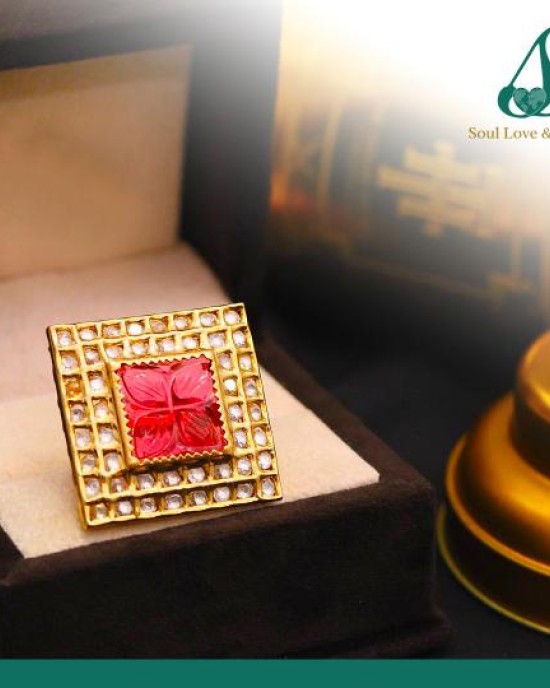 Coloured stone and Kundan work in High Quality Brass & Copper - Ring