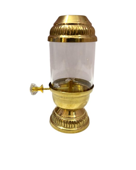 Elegant Brass & Glass Oil Lamp (Screw Lamp, Large – 160ml)