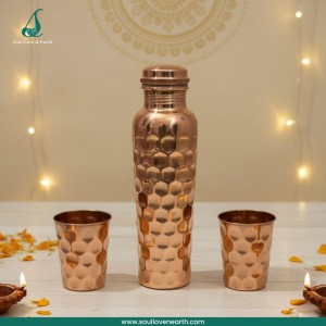 Copper Glass Bottle Diamond Set – Pure Copper