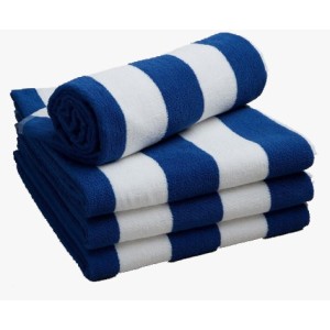 Premium Cotton-Rich Terry Beach Towels Hotel Pool/Swimming/Beach Towel Extra Large Size Bath Towel - Pack of 1 - 36 x 72 inches - Blue & White Stripes