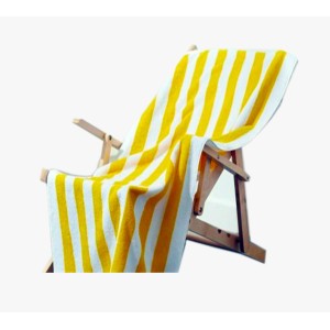 Premium Cotton-Rich Terry Beach Towels Hotel Pool/Swimming/Beach Towel Extra Large Size Bath Towel - Pack of 1 - 36 x 72 inches - Yellow & White Stripes