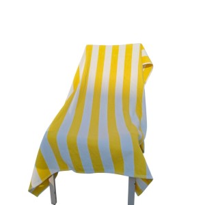 Premium Cotton-Rich Terry Beach Towels Hotel Pool/Swimming/Beach Towel Extra Large Size Bath Towel - Pack of 1 - 36 x 72 inches - Yellow & White Stripes