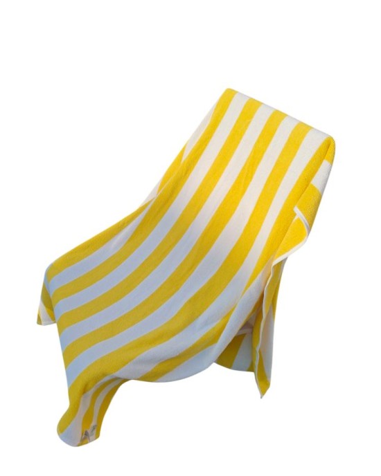 Premium Cotton-Rich Terry Beach Towels Hotel Pool/Swimming/Beach Towel Extra Large Size Bath Towel - Pack of 1 - 36 x 72 inches - Yellow & White Stripes Premium Cotton-Rich Terry Beach Towels Hotel Pool/Swimming/Beach Towel Extra Large Size Bath Towel - Pack of 1 - 36 x 72 inches - Yellow & White Stripes